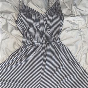 Grey and white striped romper